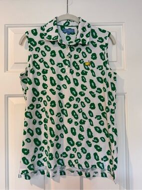 Masters Magnolia Lane Green Animal Print Sleeveless Golf Polo M